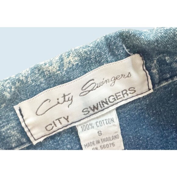 Vintage CITY SWINGERS Acid Washed Applique Jacket 80s / 90s Sz S - Picture 7 of 8